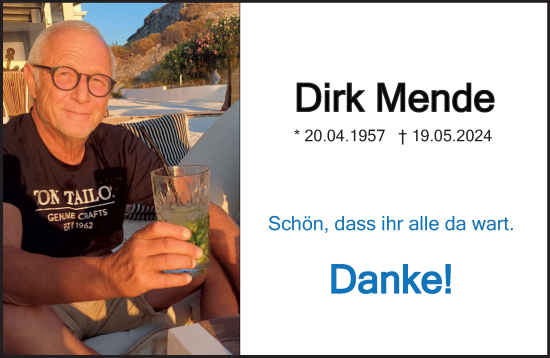 Traueranzeige von Dirk Mende von saarbruecker_zeitung