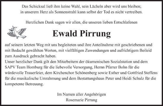 Traueranzeige von Ewald Pirrung von saarbruecker_zeitung