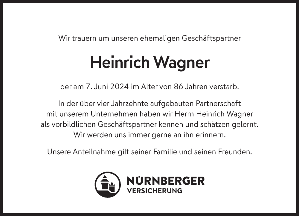  Traueranzeige für Heinrich Wagner vom 19.06.2024 aus saarbruecker_zeitung
