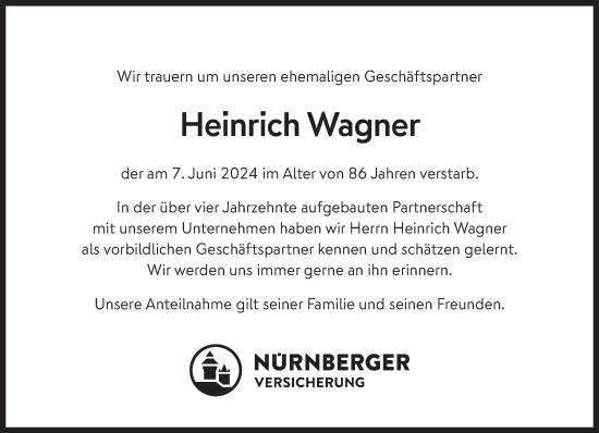 Traueranzeige von Heinrich Wagner von saarbruecker_zeitung