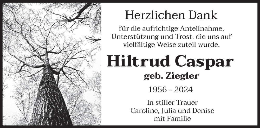  Traueranzeige für Hiltrud Caspar vom 22.06.2024 aus saarbruecker_zeitung