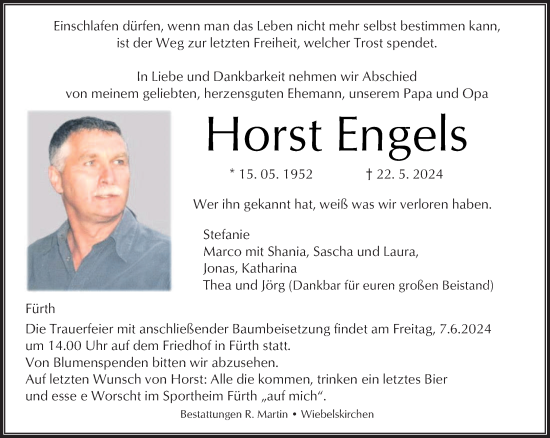 Traueranzeige von Horst Engels von saarbruecker_zeitung