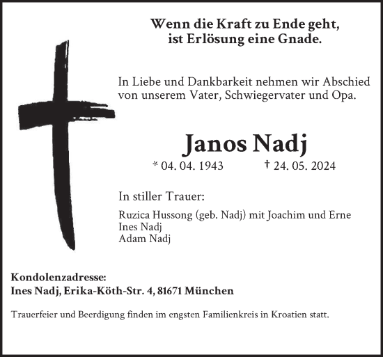 Traueranzeige von Janos Nadj von saarbruecker_zeitung