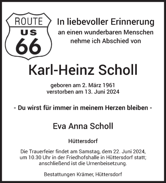 Traueranzeige von Karl-Heinz Scholl von saarbruecker_zeitung
