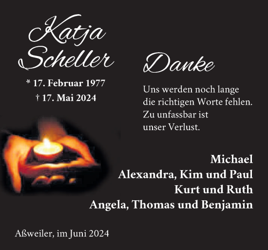 Traueranzeige von Katja Scheller von saarbruecker_zeitung