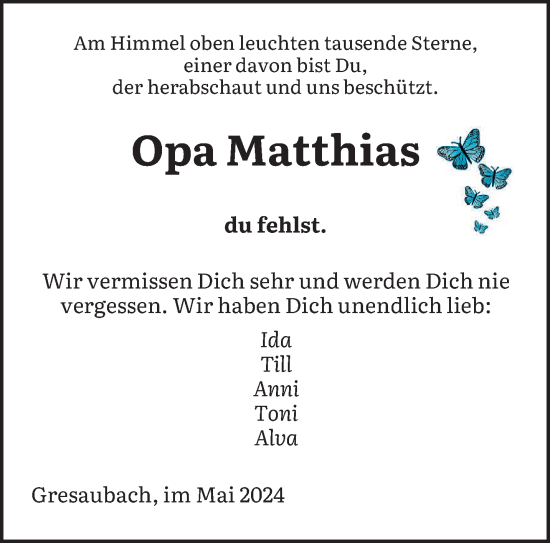 Traueranzeige von Matthias  von saarbruecker_zeitung