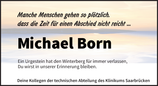 Traueranzeige von Michael Born von saarbruecker_zeitung