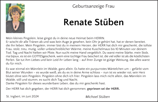 Traueranzeige von Renate Stüben von saarbruecker_zeitung