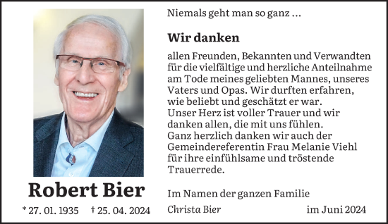 Traueranzeige von Robert Bier von saarbruecker_zeitung