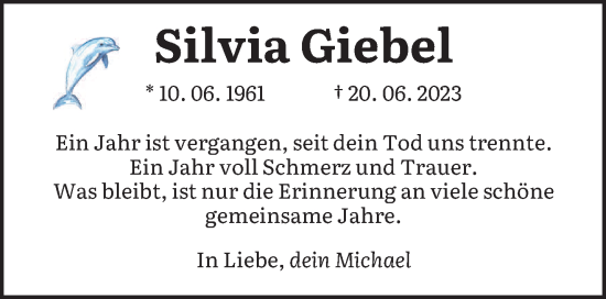 Traueranzeige von Silvia Giebel von saarbruecker_zeitung