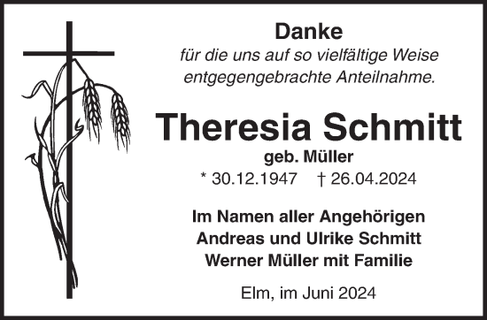 Traueranzeige von Theresia Schmitt von saarbruecker_zeitung