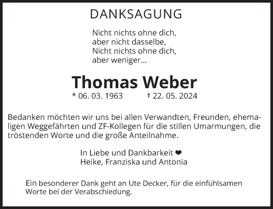 Traueranzeige von Thomas Weber von saarbruecker_zeitung