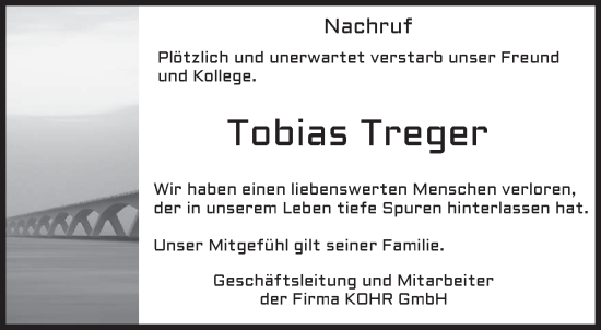 Traueranzeige von Tobias Treger von saarbruecker_zeitung