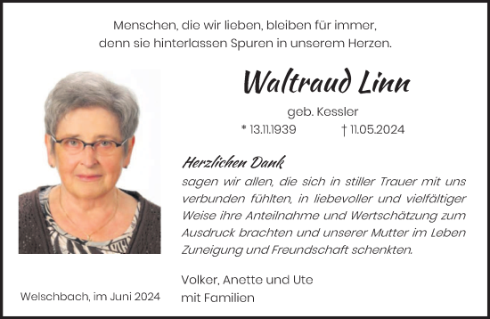 Traueranzeige von Waltraud Linn von saarbruecker_zeitung