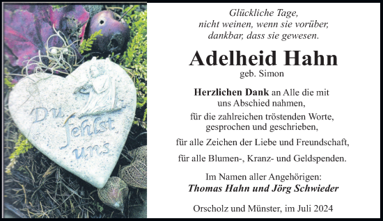 Traueranzeige von Adelheid Hahn von saarbruecker_zeitung