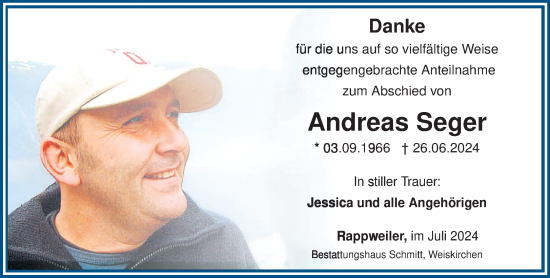 Traueranzeige von Andreas Seger von saarbruecker_zeitung