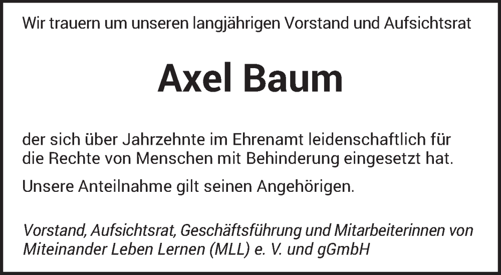  Traueranzeige für Axel Baum vom 10.07.2024 aus saarbruecker_zeitung