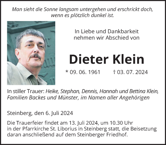 Traueranzeige von Dieter Klein von saarbruecker_zeitung