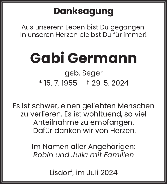 Traueranzeige von Gabi Germann von saarbruecker_zeitung