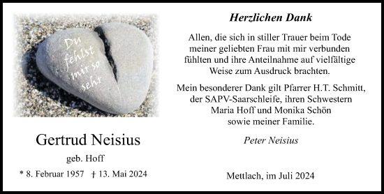 Traueranzeige von Gertrud Neisius von saarbruecker_zeitung