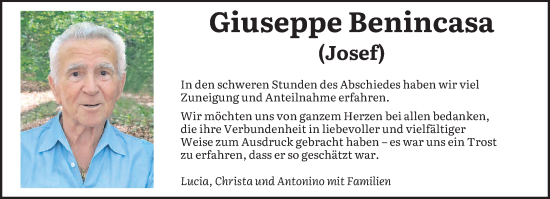 Traueranzeige von Giuseppe Benincasa von saarbruecker_zeitung