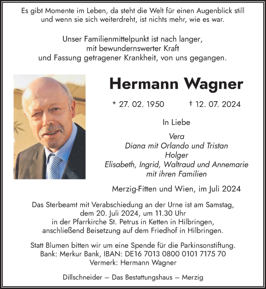 Traueranzeige von Hermann Wagner von saarbruecker_zeitung