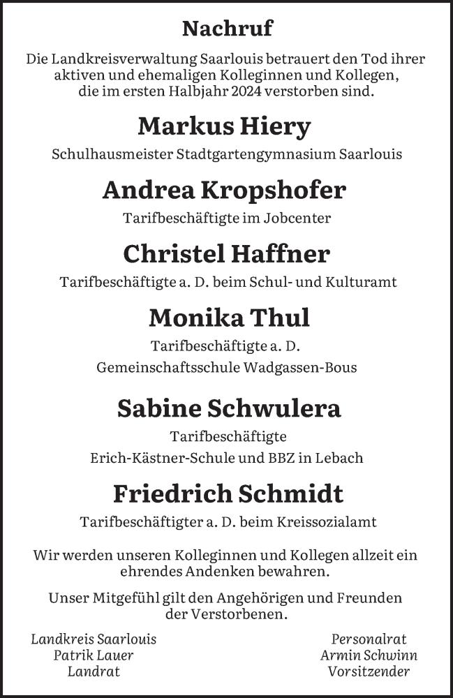  Traueranzeige für In Gedenken  vom 10.07.2024 aus saarbruecker_zeitung