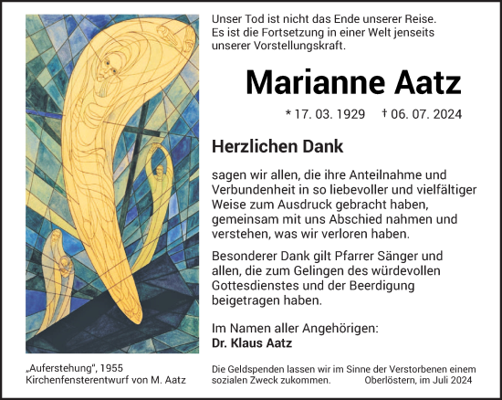 Traueranzeige von Marianne Aatz von saarbruecker_zeitung