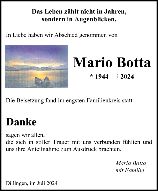 Traueranzeige von Mario Botta von saarbruecker_zeitung