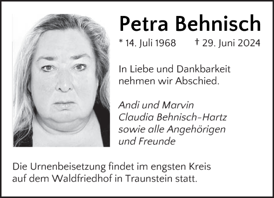 Traueranzeige von Petra Behnisch von saarbruecker_zeitung