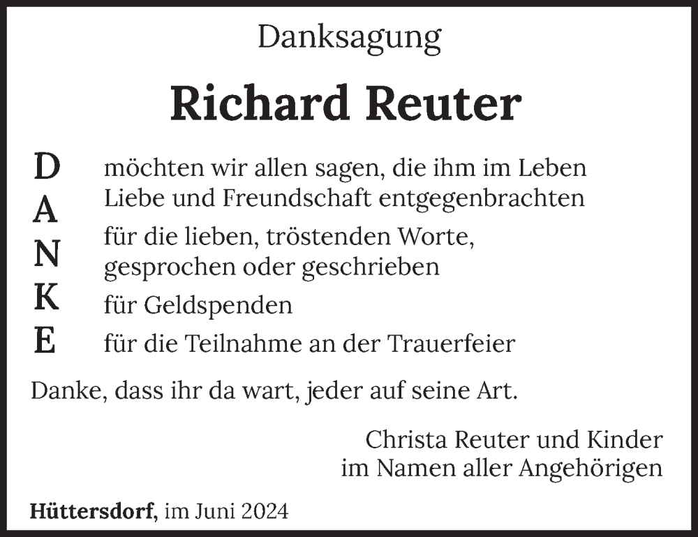  Traueranzeige für Richard Reuter vom 20.07.2024 aus saarbruecker_zeitung