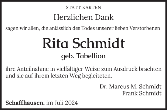 Traueranzeige von Rita Schmidt von saarbruecker_zeitung