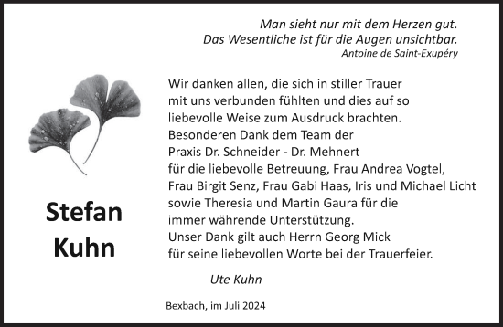 Traueranzeige von Stefan Kuhn von saarbruecker_zeitung