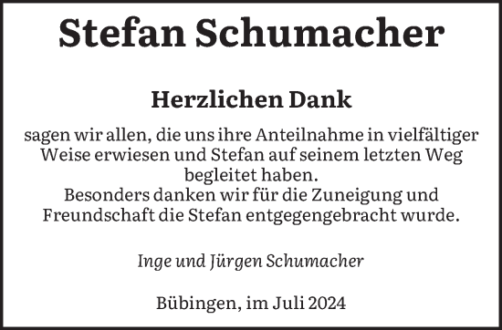 Traueranzeige von Stefan Schumacher von saarbruecker_zeitung