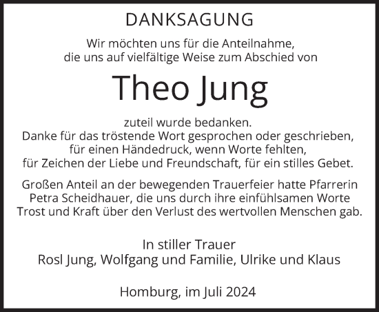 Traueranzeige von Theo Jung von saarbruecker_zeitung