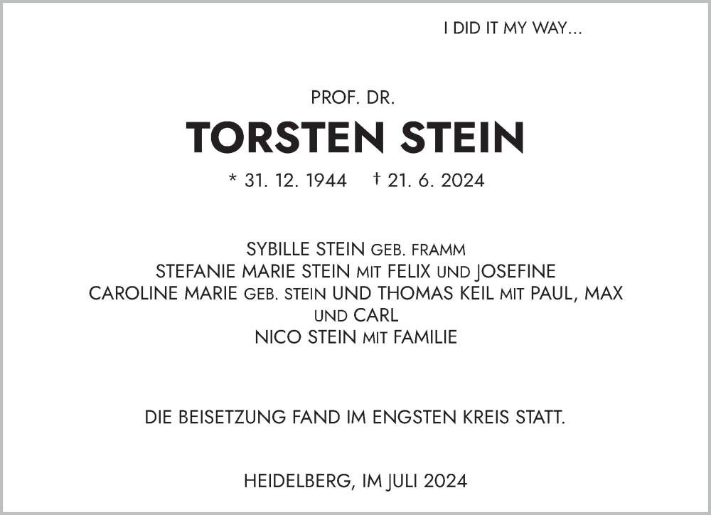  Traueranzeige für Torsten Stein vom 13.07.2024 aus saarbruecker_zeitung