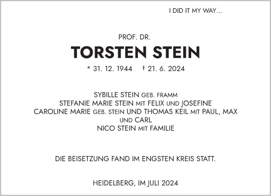 Traueranzeige von Torsten Stein von saarbruecker_zeitung