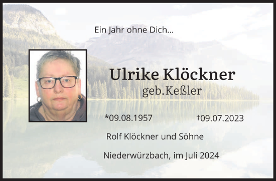 Traueranzeige von Ulrike Klöckner von saarbruecker_zeitung