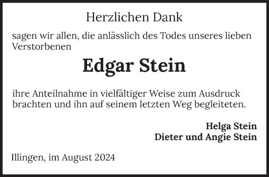 Traueranzeige von Edgar Stein von saarbruecker_zeitung
