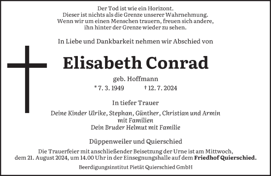 Traueranzeige von Elisabeth Conrad von saarbruecker_zeitung