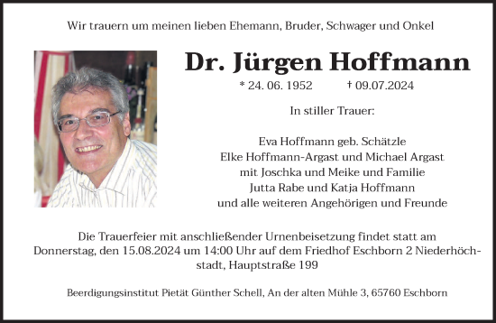 Traueranzeige von Jürgen Hoffmann von saarbruecker_zeitung
