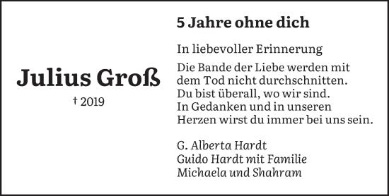 Traueranzeige von Julius Groß von saarbruecker_zeitung