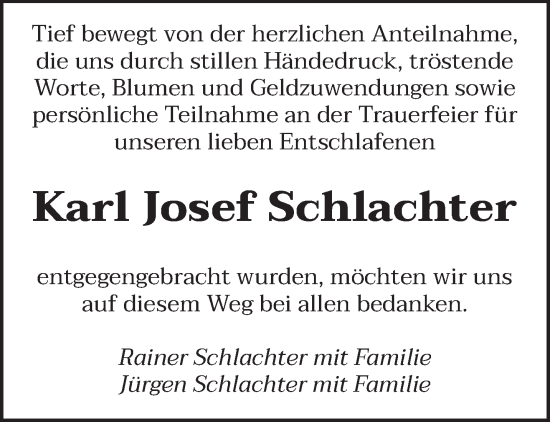 Traueranzeige von Karl Josef Schlachter von saarbruecker_zeitung