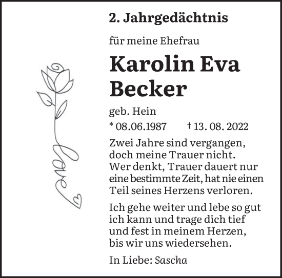Traueranzeige von Karolin Eva Becker von saarbruecker_zeitung