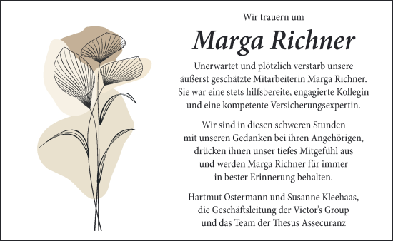 Traueranzeige von Marga Richner von saarbruecker_zeitung