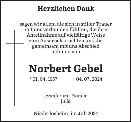 Traueranzeige von Norbert Gebel von saarbruecker_zeitung