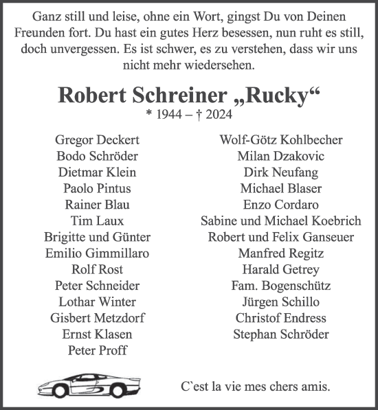 Traueranzeige von Robert Schreiner von saarbruecker_zeitung