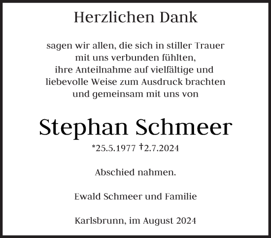 Traueranzeige von Stephan Schmeer von saarbruecker_zeitung