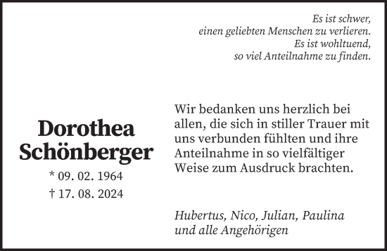 Traueranzeige von Dorothea Schönberger von saarbruecker_zeitung