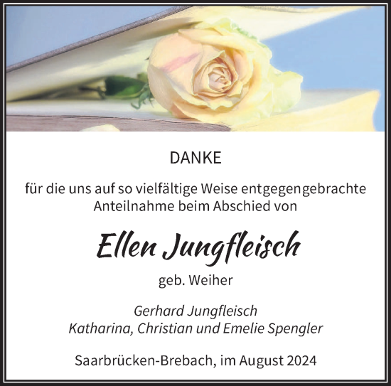 Traueranzeige von Ellen Jungfleisch von saarbruecker_zeitung